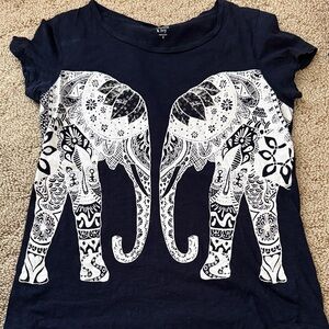 Crown & Ivy Navy Blue Elephant Print Top